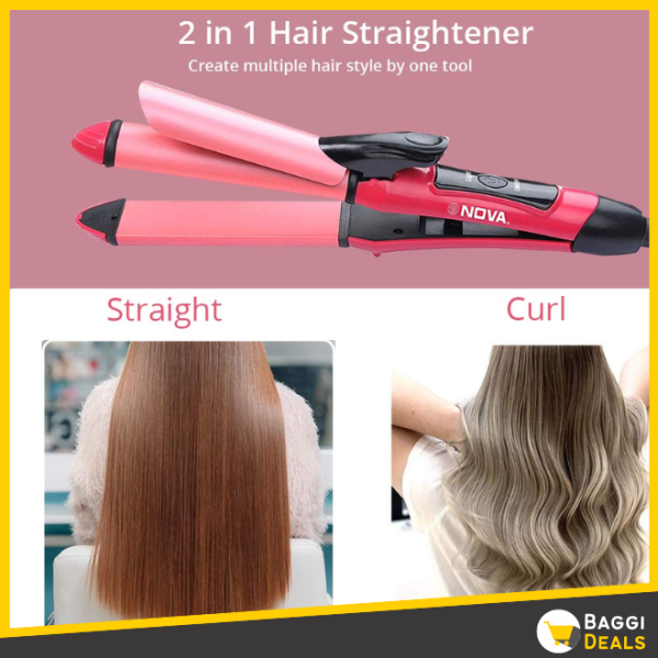 2 In 1 Nova Hair Straightener And Curler Hair Straightener + Curler Versatile Styling Tool For Straightening And Curling Hair