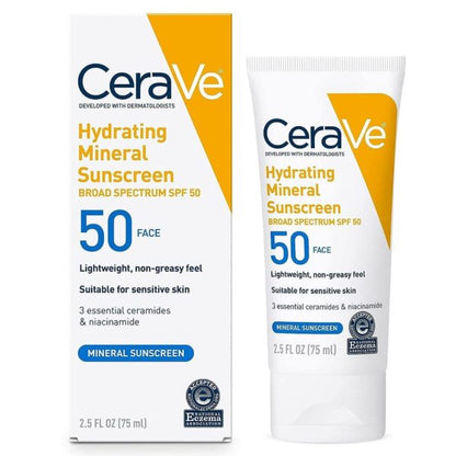 Cerave Hydrating Mineral Sunscreen Spf 50 | 100 Ml – Cerave Hydrating Sunblock | Broad Spectrum Spf 50